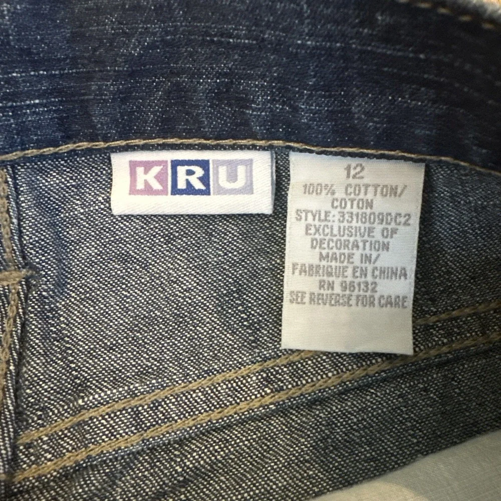 KRU Girl's Denim Blue Jeans Cheer School Spirit Pants Size 12 Flare Leg‎ NEW